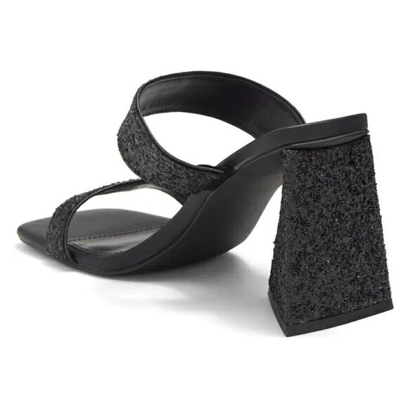ABOUND "Carina" Block Triangle Heel Sandals Black Glitter Slides - Picture 9 of 9